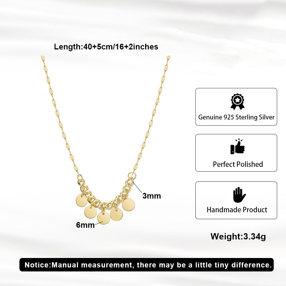 925 Sterling Silver Disc Necklace – Gold & Silver Handmade Coin Pendant Choker | Kemstone A4-BQN23