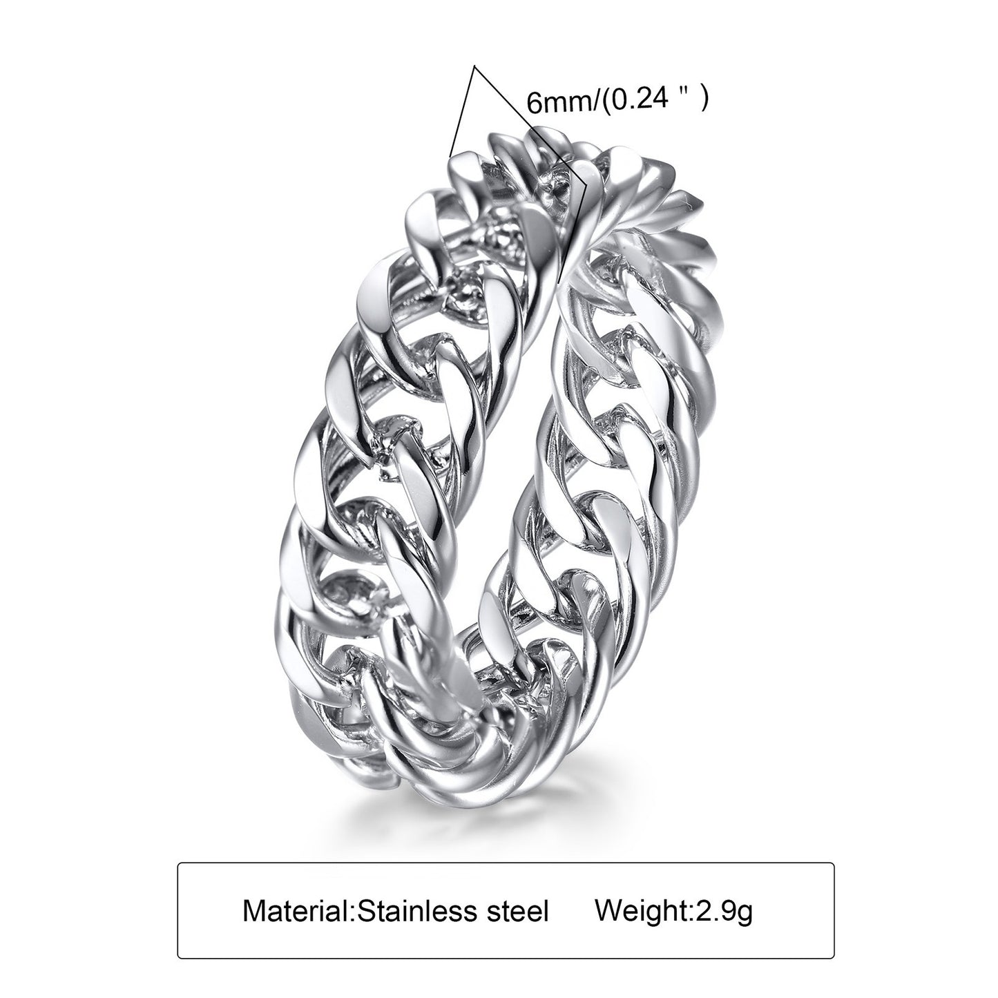 Anillo de cadena elegante de acero inoxidable Kemstone: diseño unisex moderno para el día a día RC-476