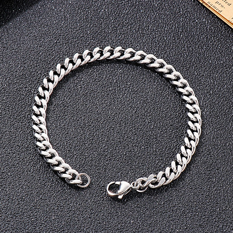 Kemstone Cuban Link Necklace & Bracelet Set – 8mm Stainless Steel Chain in Gold or Silver KS139040-Z