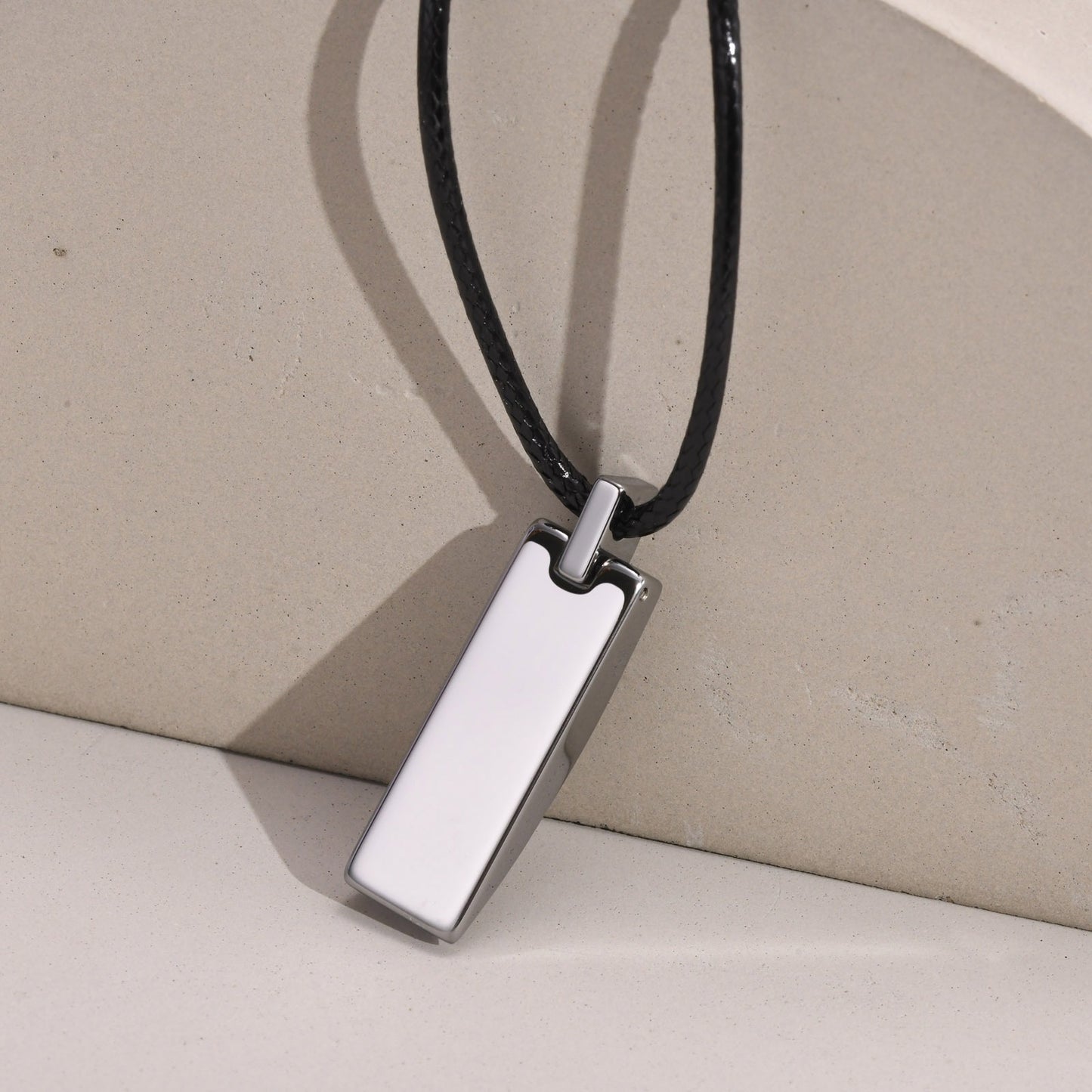 Men’s Geometric Tungsten Pendant Necklace – Minimalist Power in Polished Steel PN753