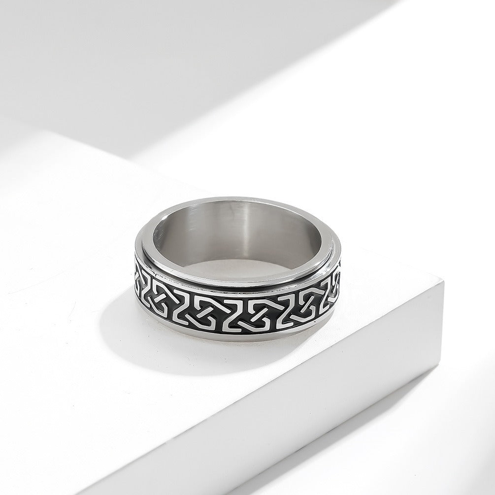 Kemstone Stainless Steel Celtic Knot Spinner Ring – Wedding & Couple Band K-R615