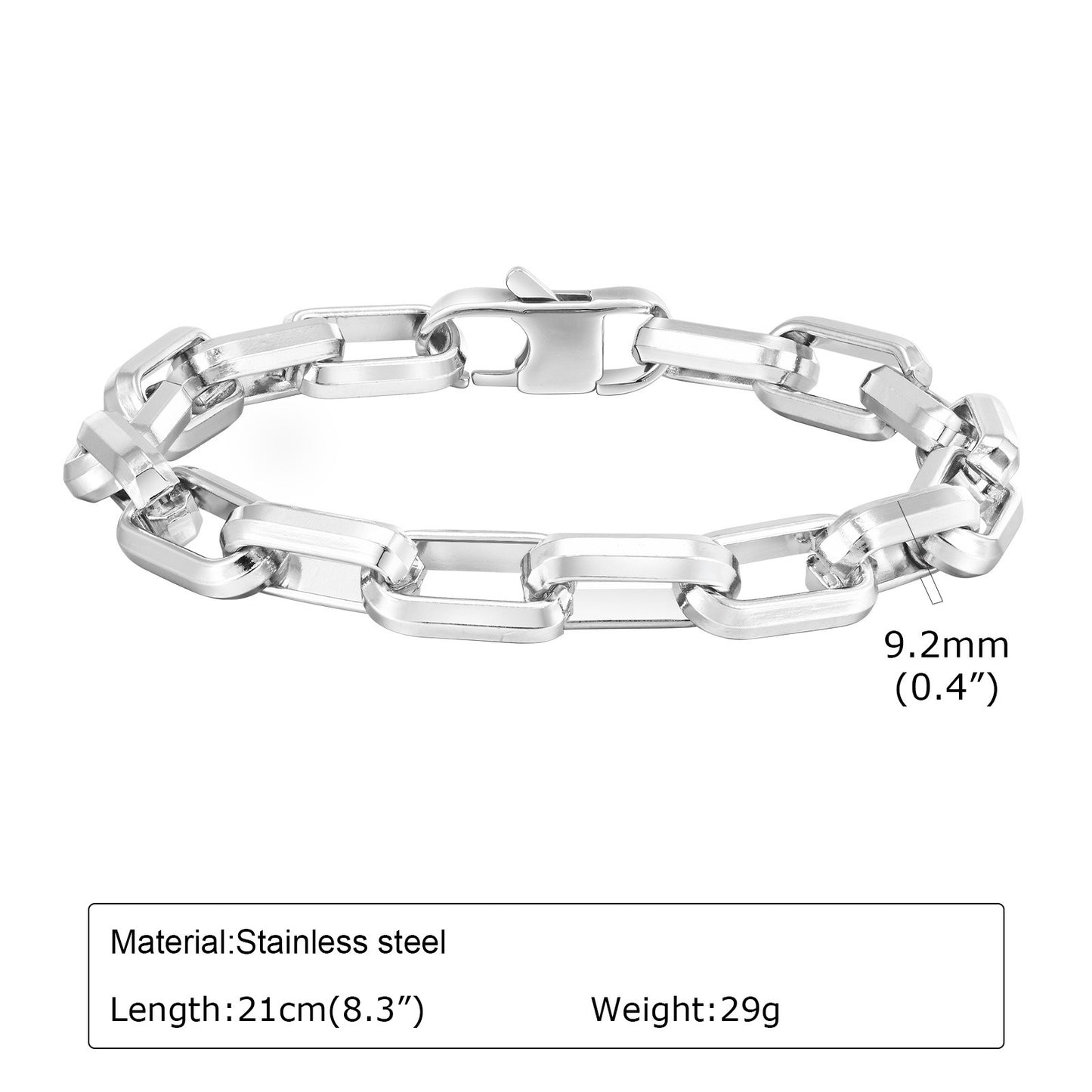 Chunky Square-Link Stainless Steel Bracelet for Men – Norse-Inspired Heavy Chain BR-1734