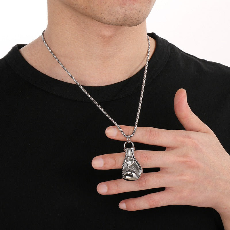 Colgante de guante de boxeo Kemstone - Collar vintage de acero desgastado para hombre - KP45752-BD