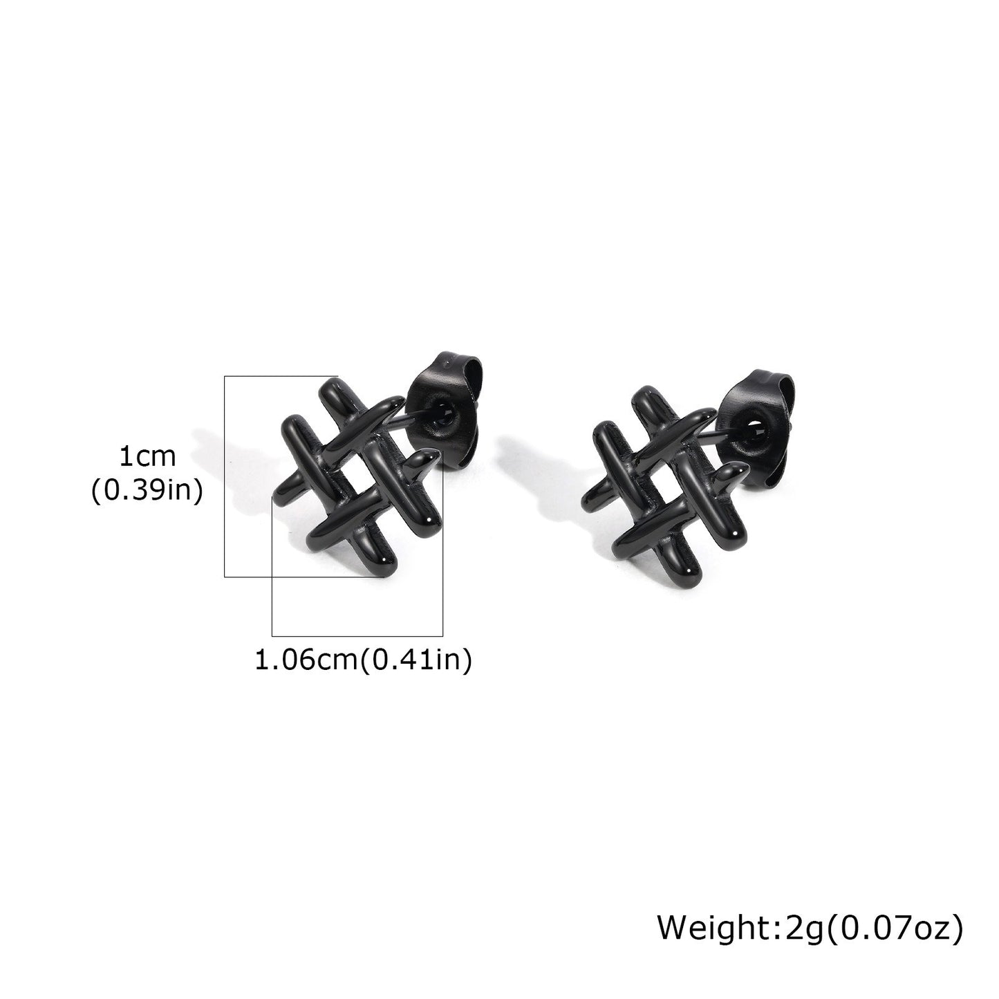 Kemstone Stainless Steel Mini Grid Stud Earrings – For Men & Women Gold, Silver, Black ES-665