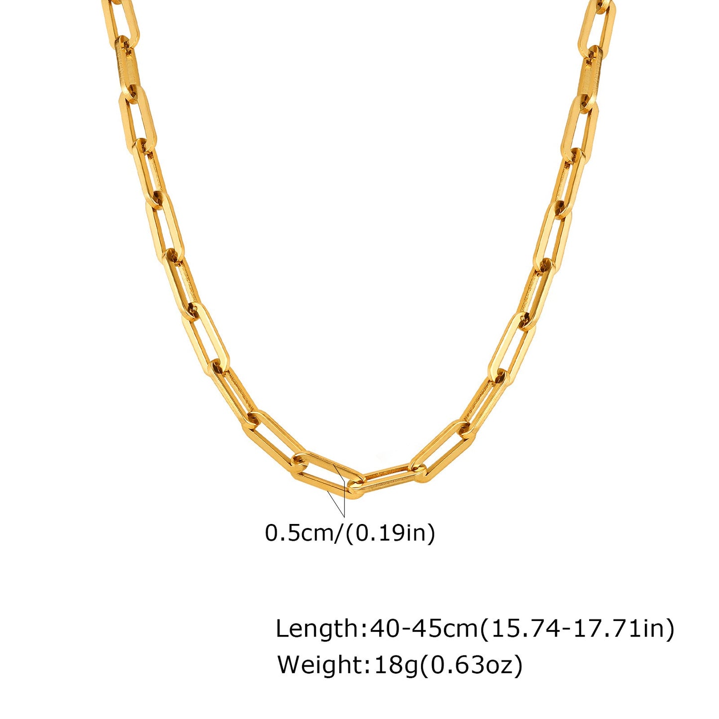 Collar de cadena rectangular de acero inoxidable Kemstone para mujer - Diseño geométrico audaz con acabado dorado pulido NC-1882