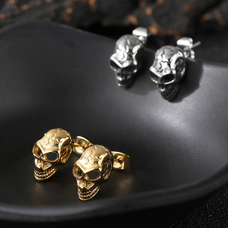 Kemstone Men’s Stainless Steel Skull Stud Earrings – Gothic Punk Style KE117706-KJX