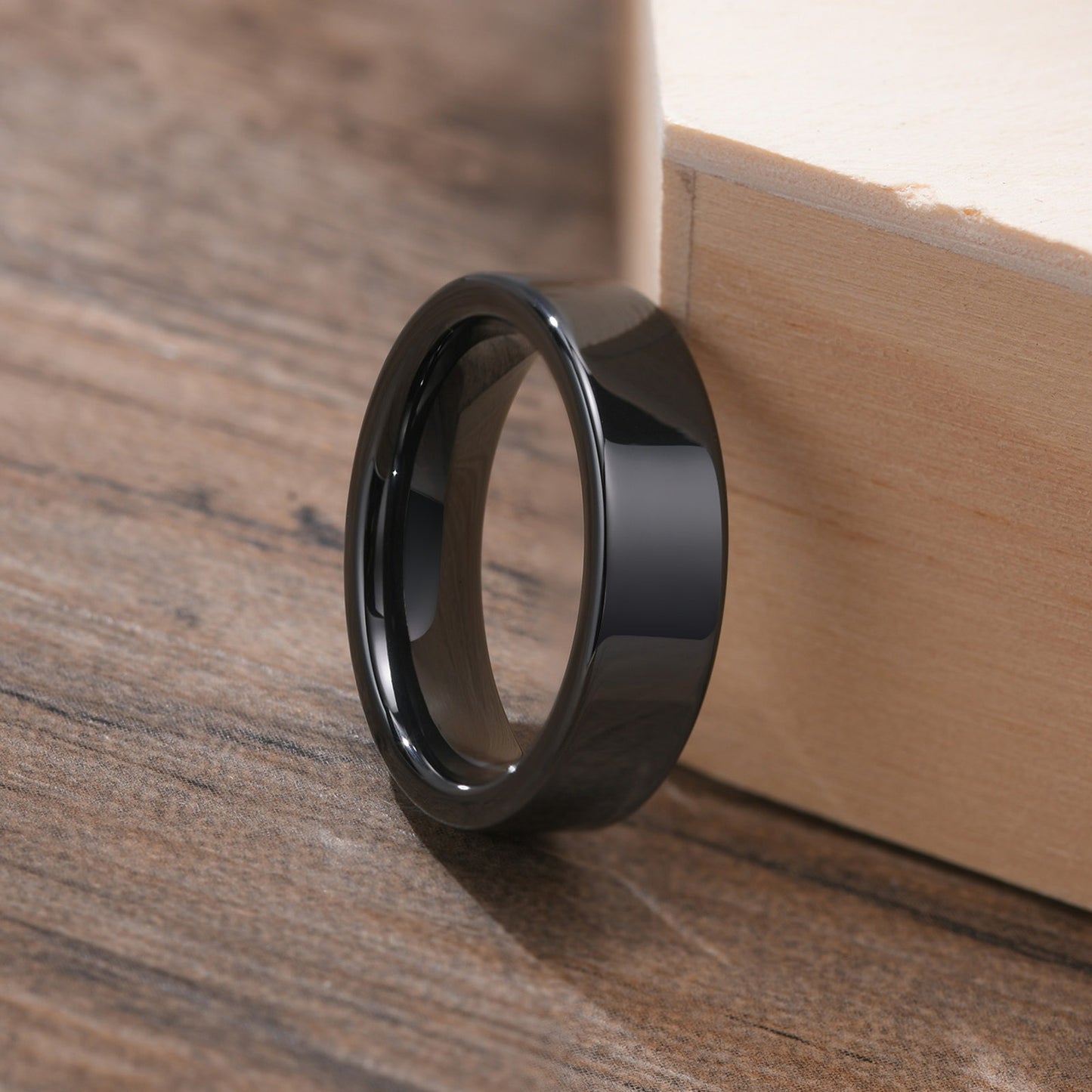 Kemstone Ceramic Ring – Matte Black & White Slim Hip-Hop Finger Accessory for Men R593