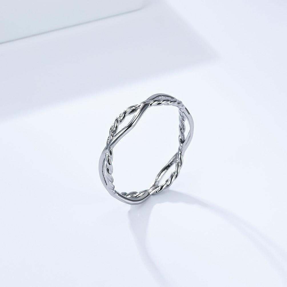 Kemstone Twisted Rope Ring – Stainless Steel Braided Women’s Jewelry K-R1072