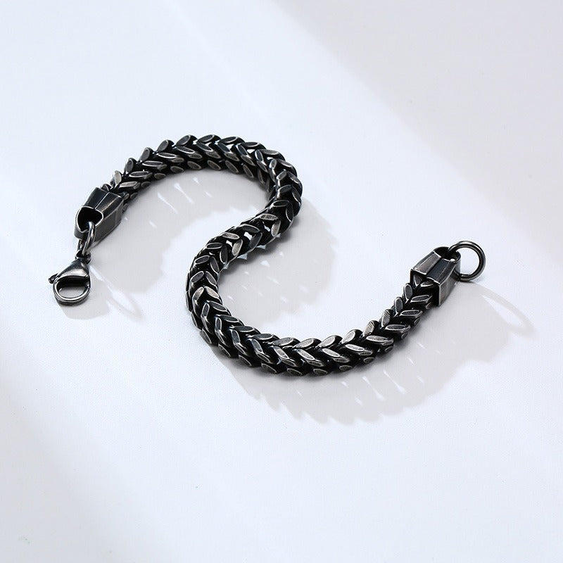 Kemstone Men’s Stainless Steel Viking Chain Bracelet – Hexagonal Link Curb Design BR-625