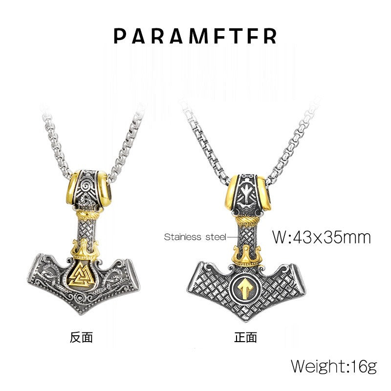 Kemstone Viking Anchor Pendant Necklace – Odin Rune Triquetra Stainless Steel Norse Jewelry KP130629-TLX