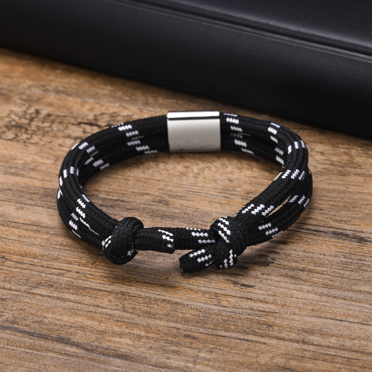 Kemstone Double Cord Bracelet for Men Stainless Steel Accent BR-1699