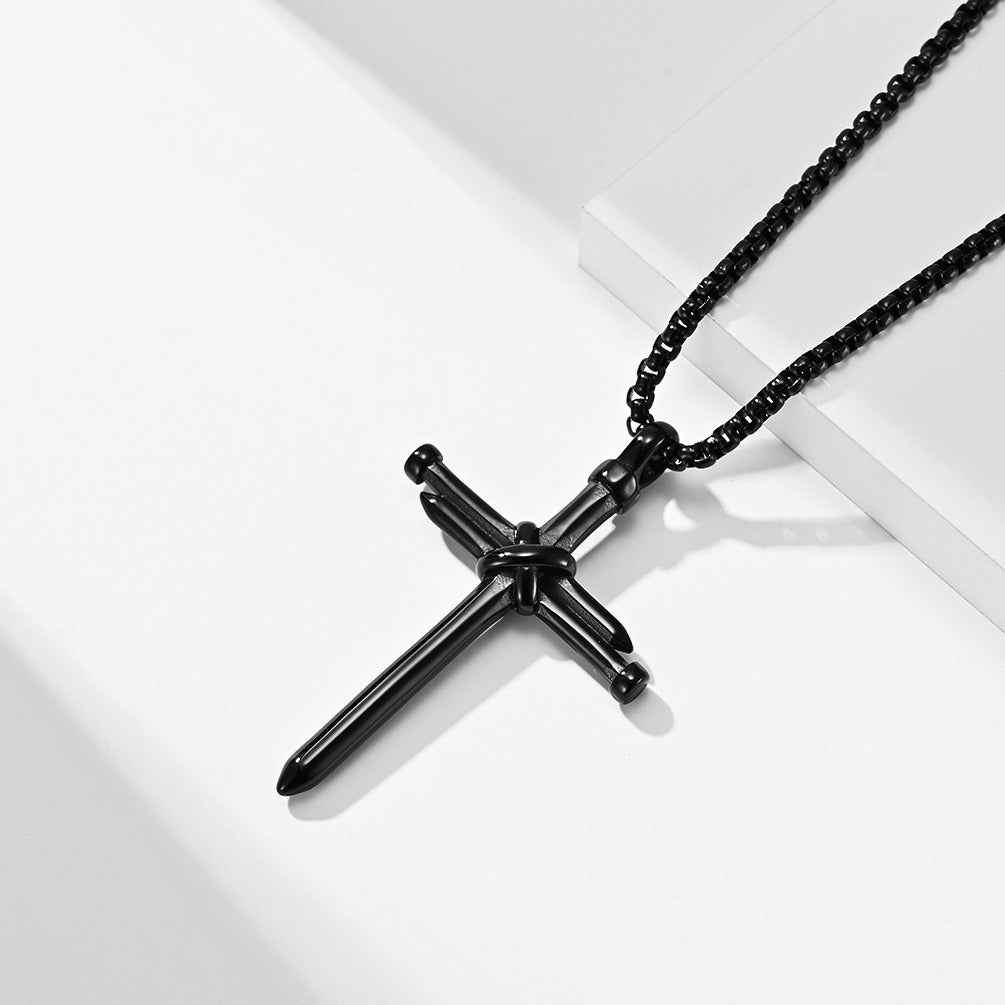 Kemstone Stainless Steel Nail Cross Pendant Necklace – Vintage Strength Men’s Jewelry K-PT352