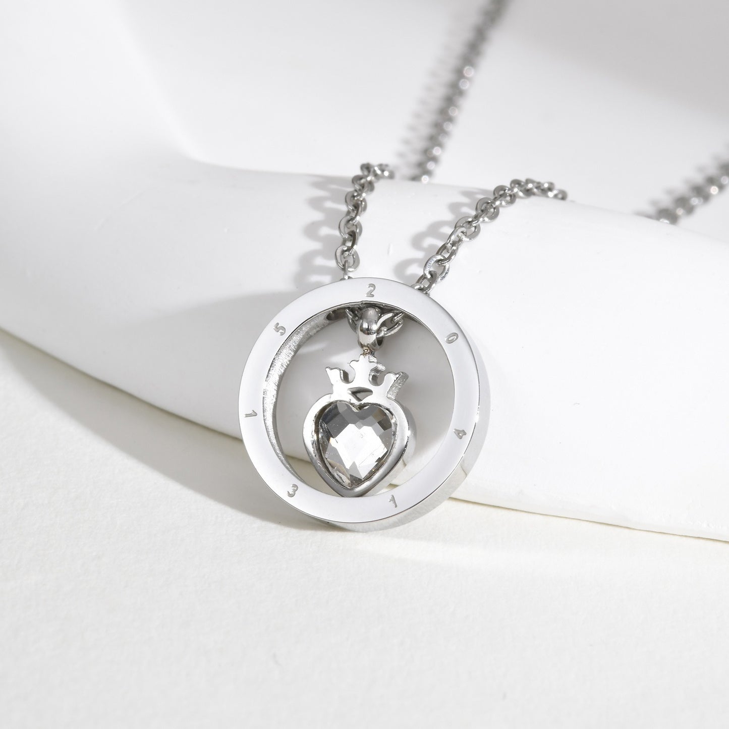 Kemstone Black Crown Ring Pendant Necklace – Matte Steel & Zircon Gothic Jewelry