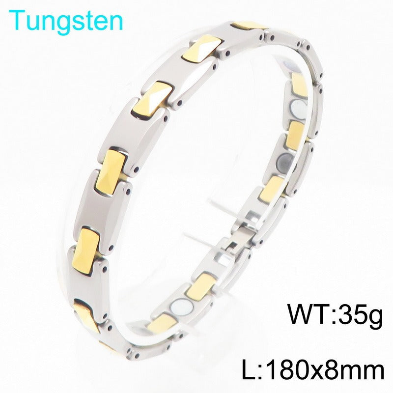 Kemstone Men’s Tungsten Steel Magnetic Germanium Bracelet – 8mm Link Chain KB208921-JI