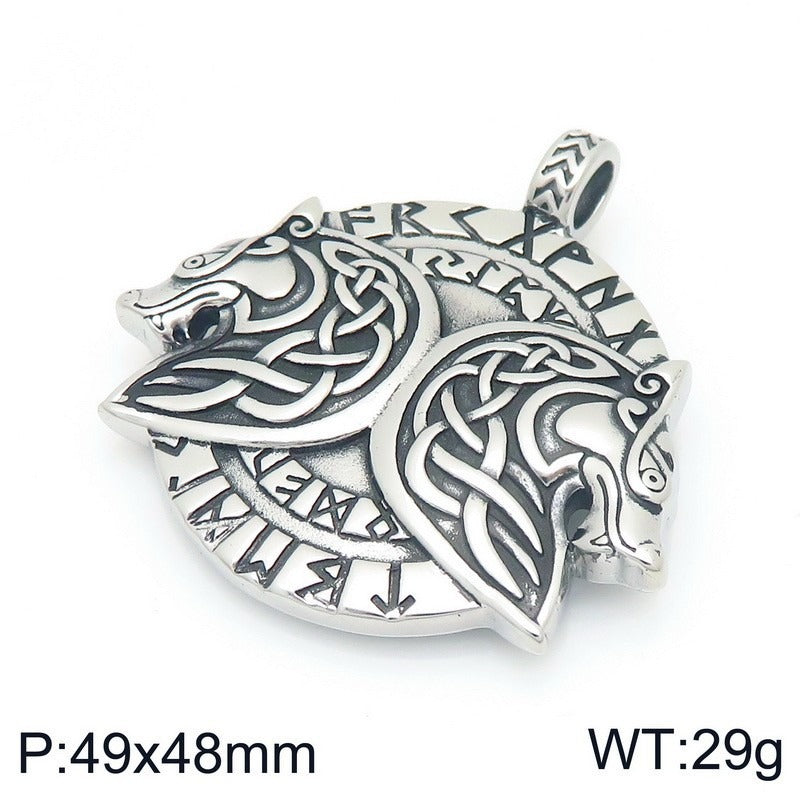 Kemstone Men’s Titanium Steel Viking Dragon Pendant Necklace – Celtic Eagle Design KP117361-MZOZ