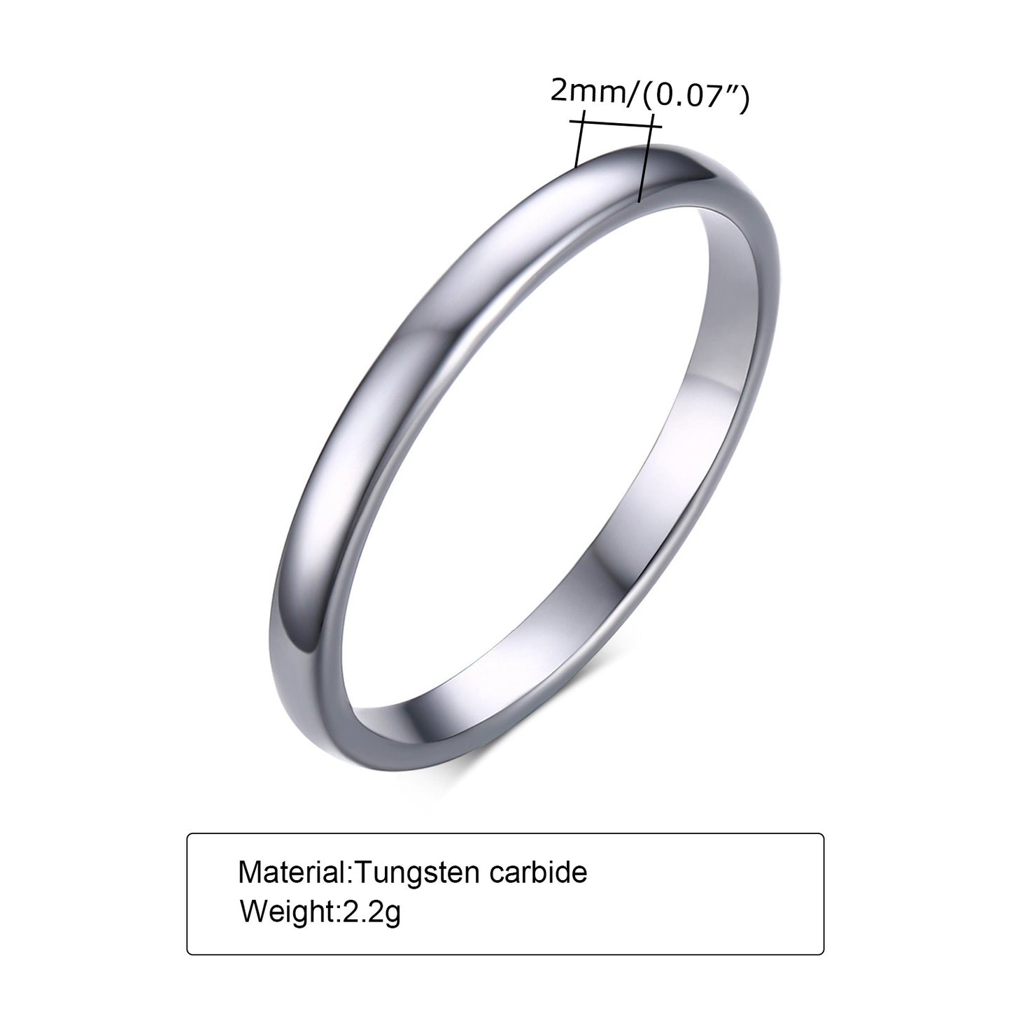 Anillo minimalista de pareja de acero de tungsteno Kemstone | Acabado liso, elegancia para el día a día TCR042