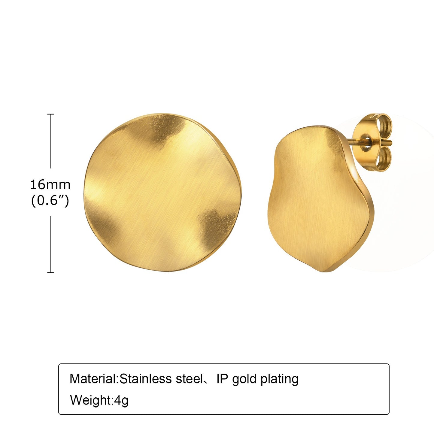 Brushed Stainless Steel Stud Earrings – Irregular Bold Design | Retro Power Form ES-399