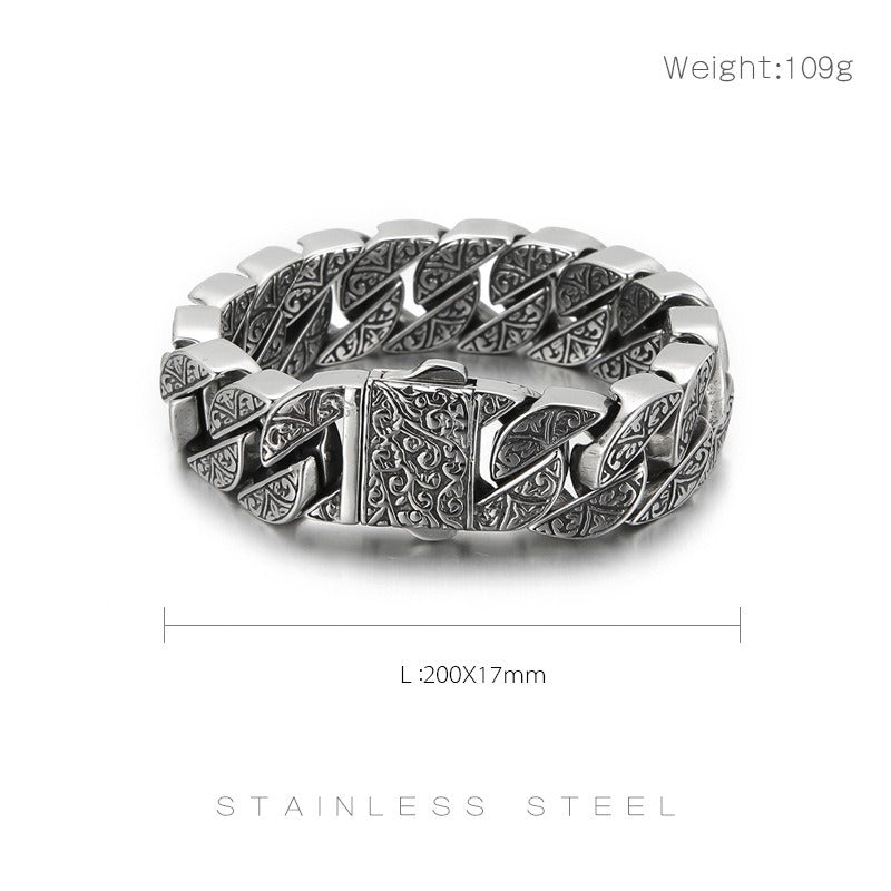 Kemstone Engraved Tribal Titanium Steel Cuff Bracelet – Bold Handcrafted Style KB122860
