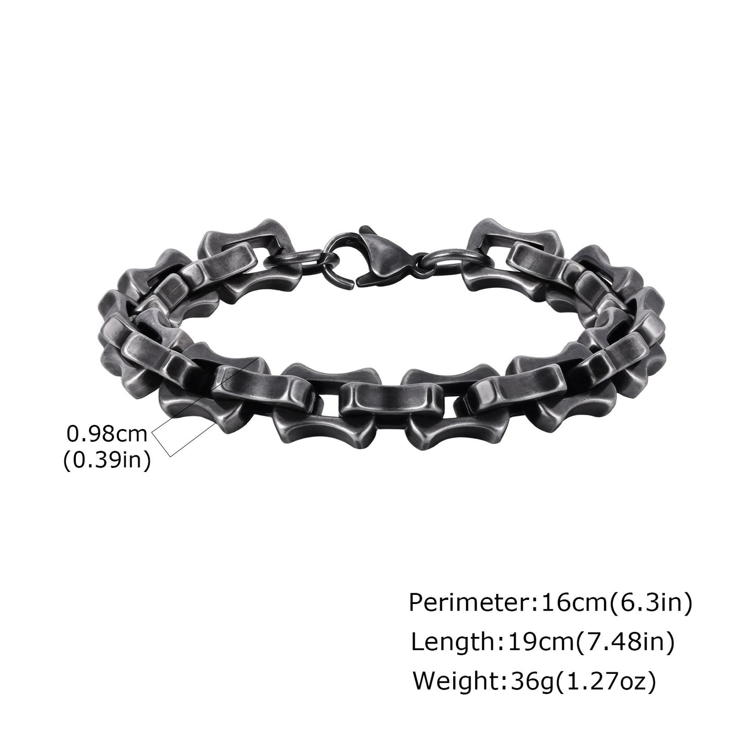 Kemstone Stainless Steel Biker Chain Bracelet – Handmade Punk Men’s Jewelry BR-1986