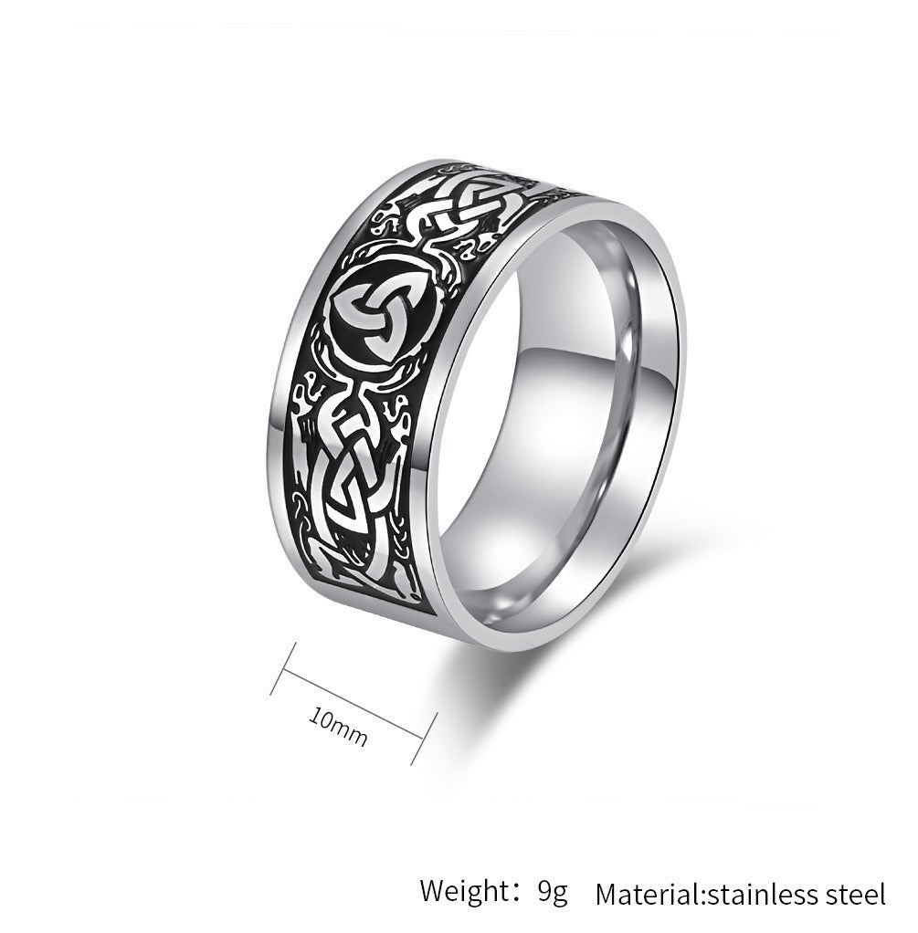 Kemstone Men’s Titanium Steel Celtic Triquetra Ring – Eternal Knot K-R755