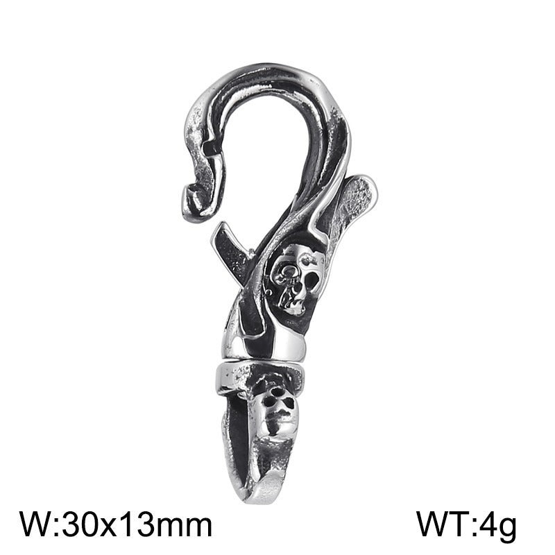 Kemstone Skull Pendant Necklace & Keychain – Stainless Steel Punk Jewelry for Men, Gothic Street Style KP47067