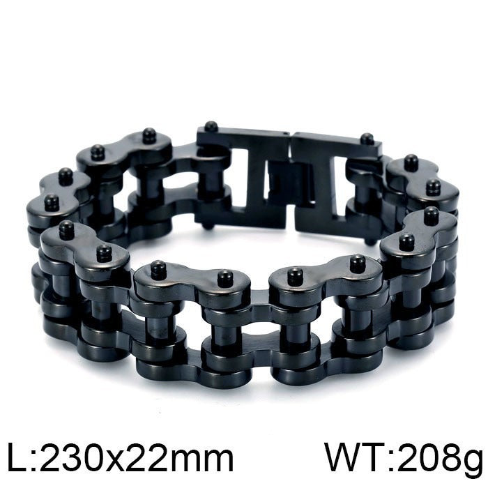 Kemstone Hip-Hop Bike Chain Bracelet – 22mm Titanium Steel Industrial Cuff for Streetwear KB18913-D