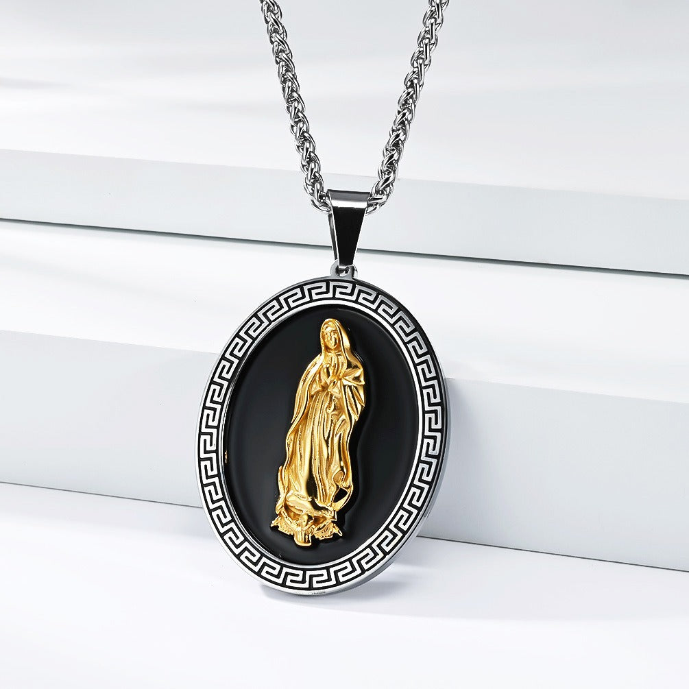 Kemstone Portrait Relief Pendant Necklace – Stainless Steel Vintage Street Style K-PT697