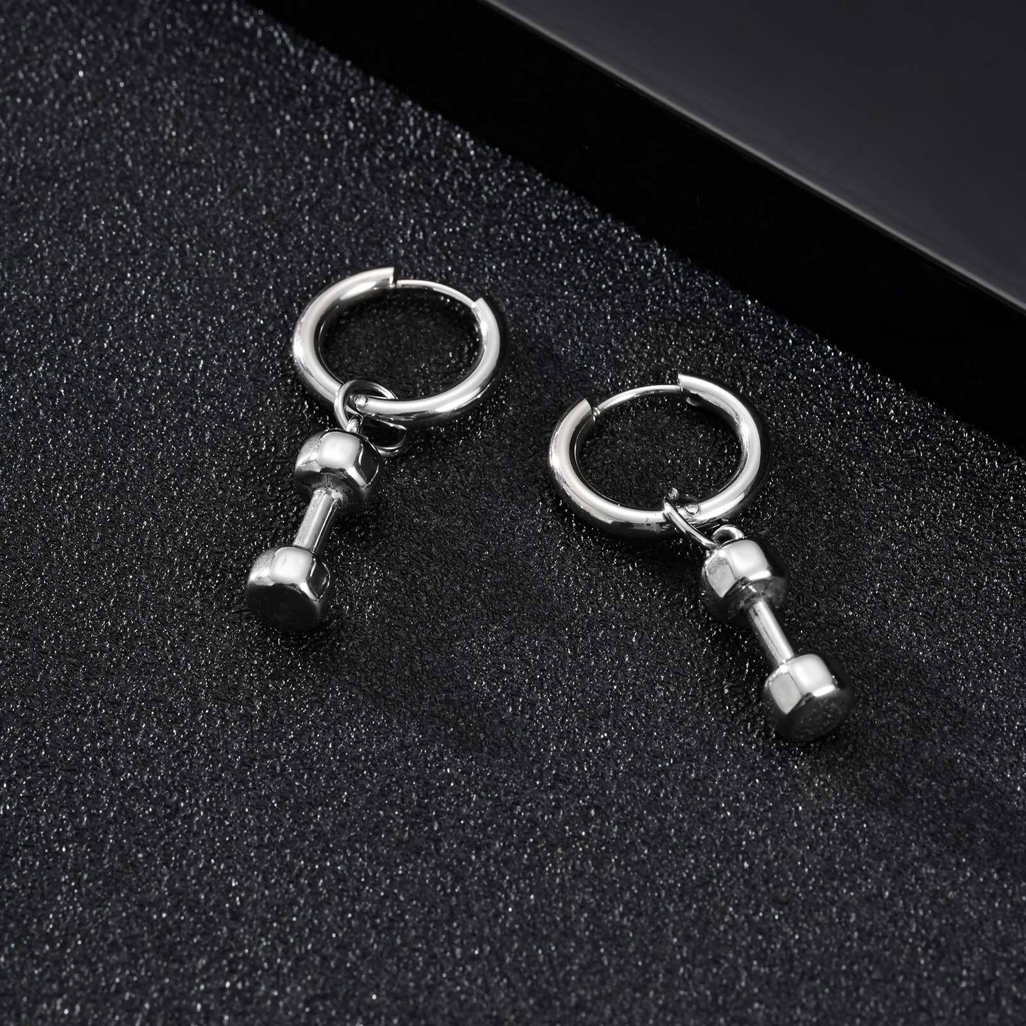 Kemstone Stainless Steel Dumbbell Hoop Earring – Gym Street Style for Men ED-869