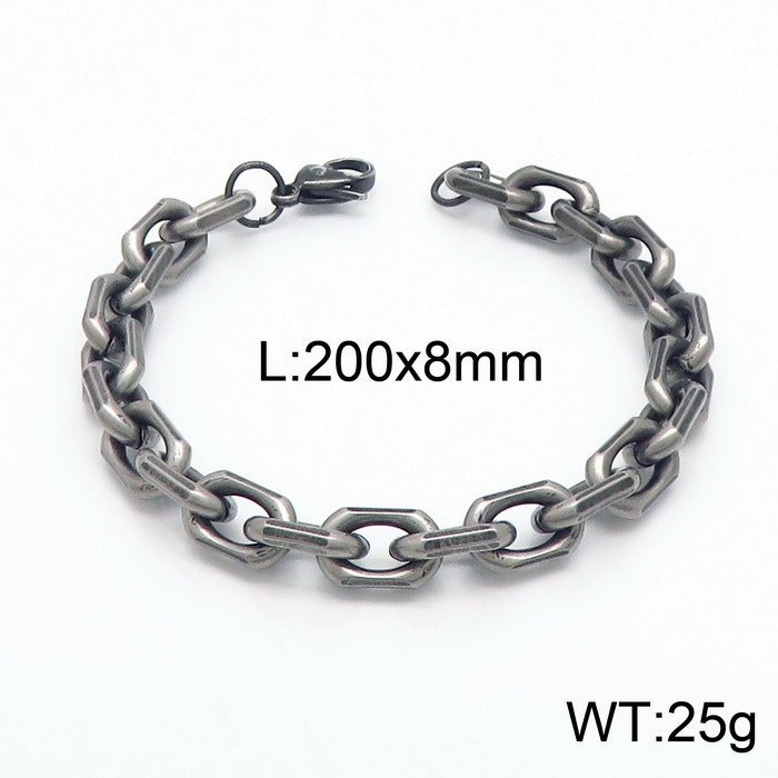 Kemstone Men’s Black O-Link Chain Bracelet & Necklace – Stainless Steel Gothic Viking KS141119-Z