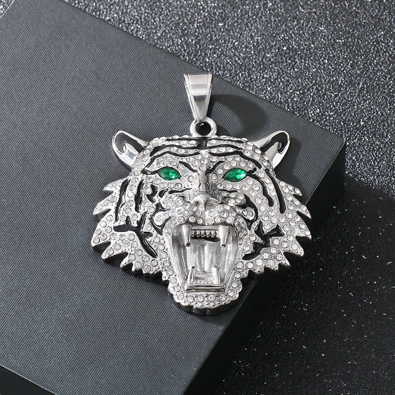 Kemstone Men’s Titanium Steel Tiger Pendant Necklace – Iced-Out Hip Hop Jewelry KP116390-MZOZ