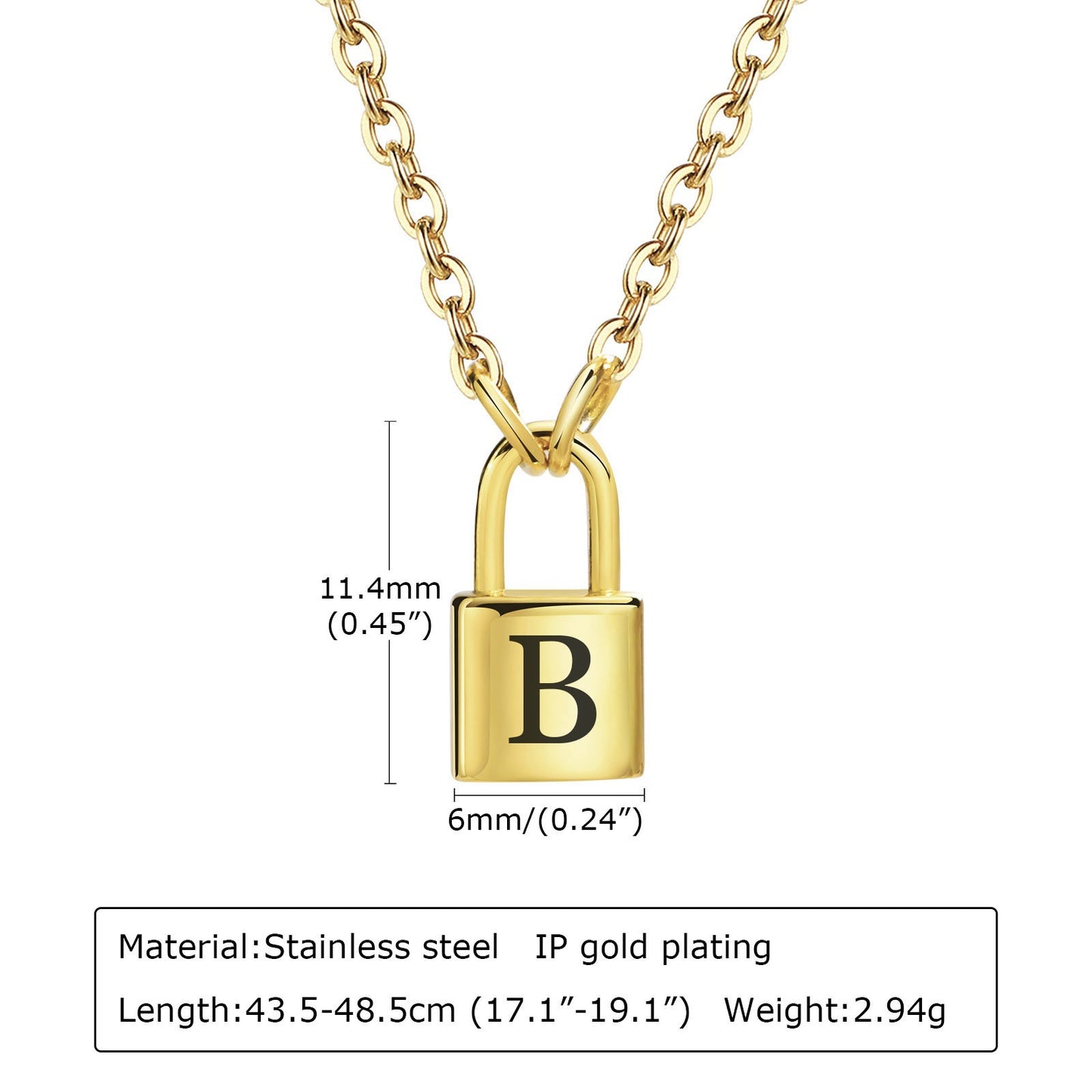 Colgantes de letras con cerradura de acero inoxidable Kemstone: collar minimalista con el alfabeto para historias cotidianas NC-1033
