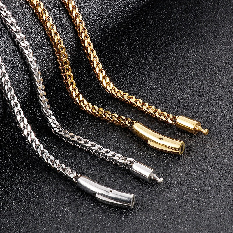 Kemstone Men’s Dragonbone Chain Necklace – 3mm Stainless Steel Magnetic Clasp Gold & Silver KN229117