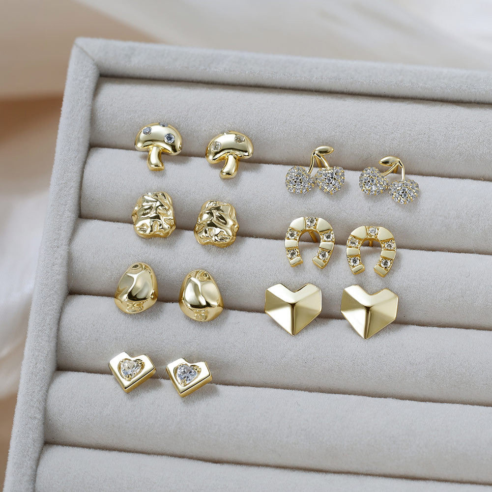 925 Sterling Silver Heart Stud Earrings for Women | CZ Inlaid Minimalist Love Jewelry, Gold & Platinum Plated Handmade Gift by Kemstone A4-APE139