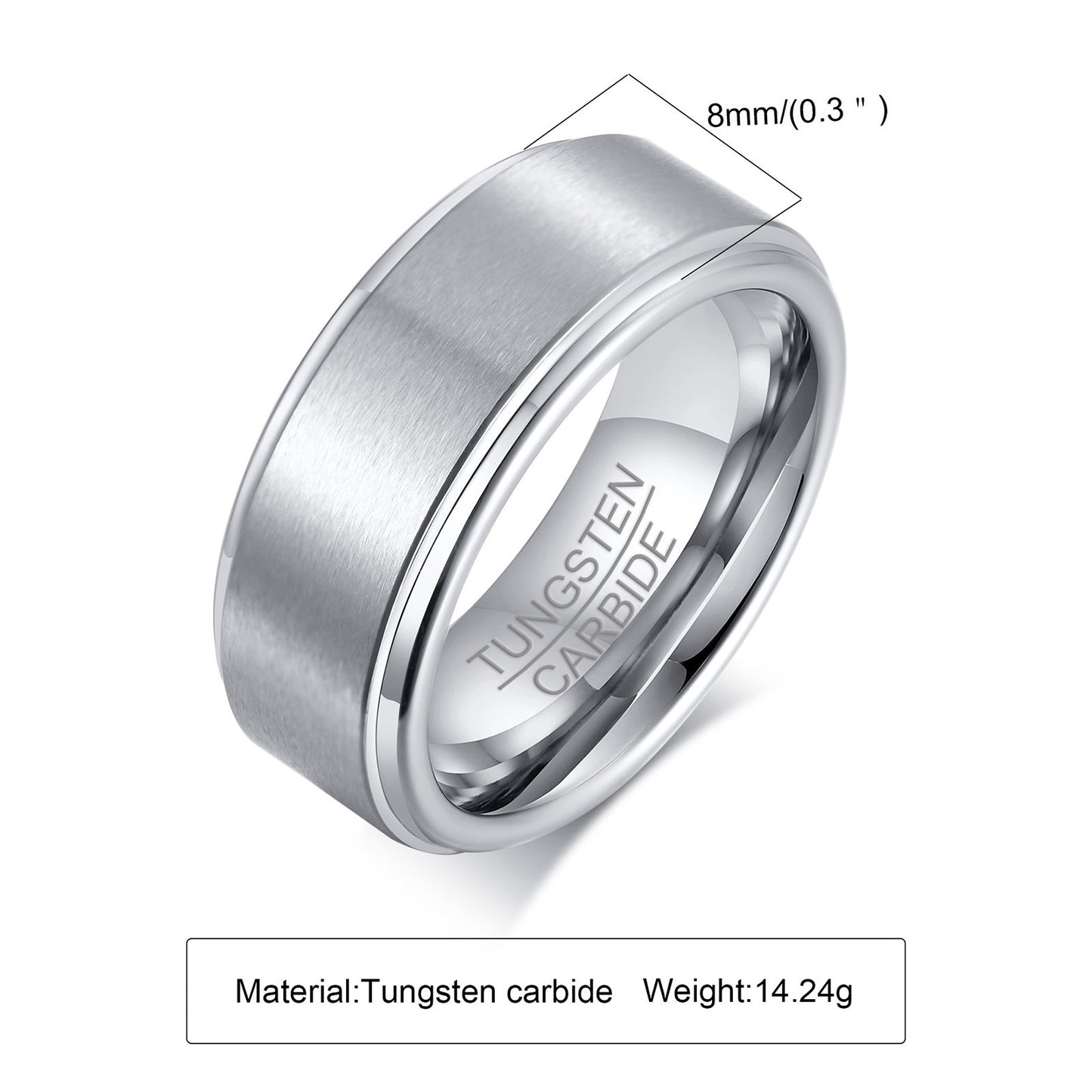 Anello in acciaio al tungsteno Kemstone da uomo - Moderno anello minimalista unisex nero opaco/blu acciaio/grigio satinato | Gioiello resistente e antigraffio TCR-015