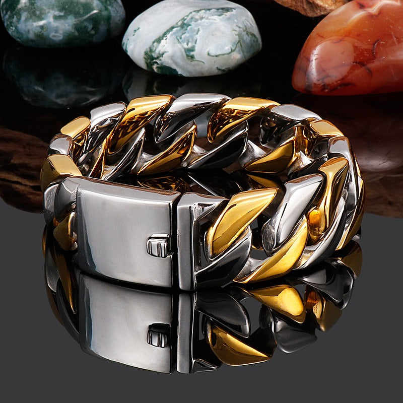 Kemstone Matte Titanium Steel Cuban Link Bracelet – Rugged Minimalist Chain for Men’s Urban & Gothic Style KB162789