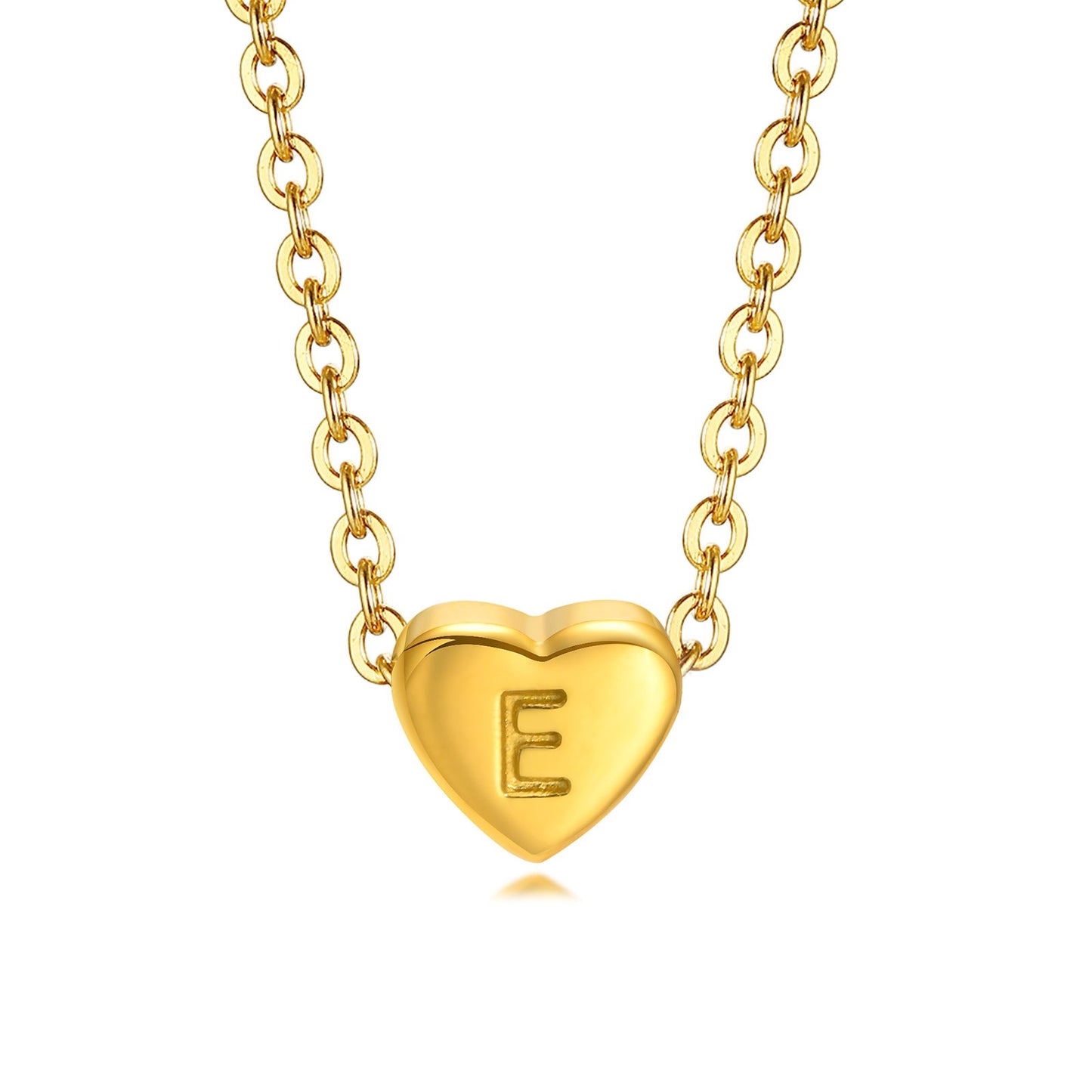 Collar de acero inoxidable Kemstone con letras de corazón - Colgante de amor con 26 letras del alfabeto PN-1670