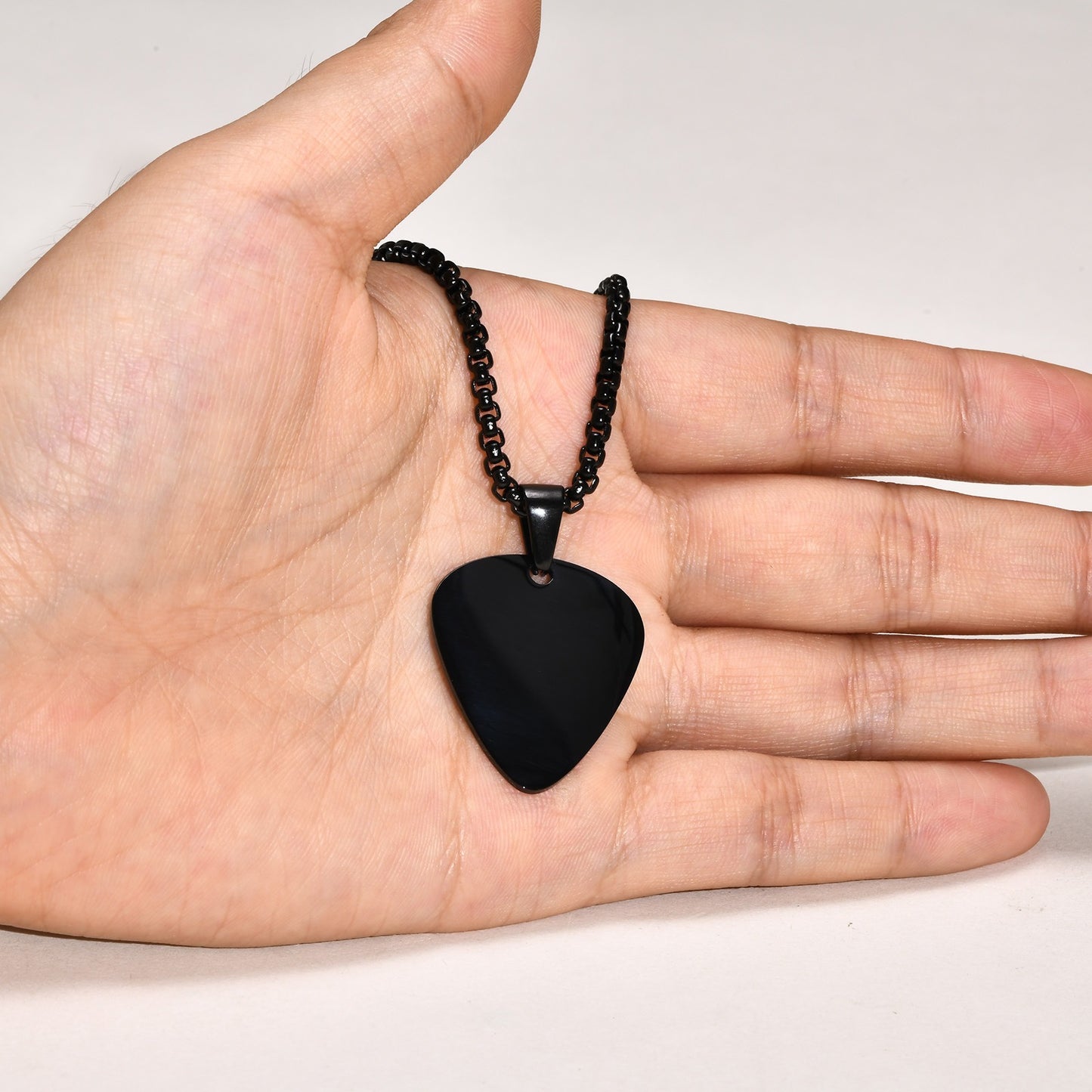 Kemstone Steel Guitar Pick Pendant Necklace – 316L Stainless Steel Minimalist Rock Jewelry PN-1843