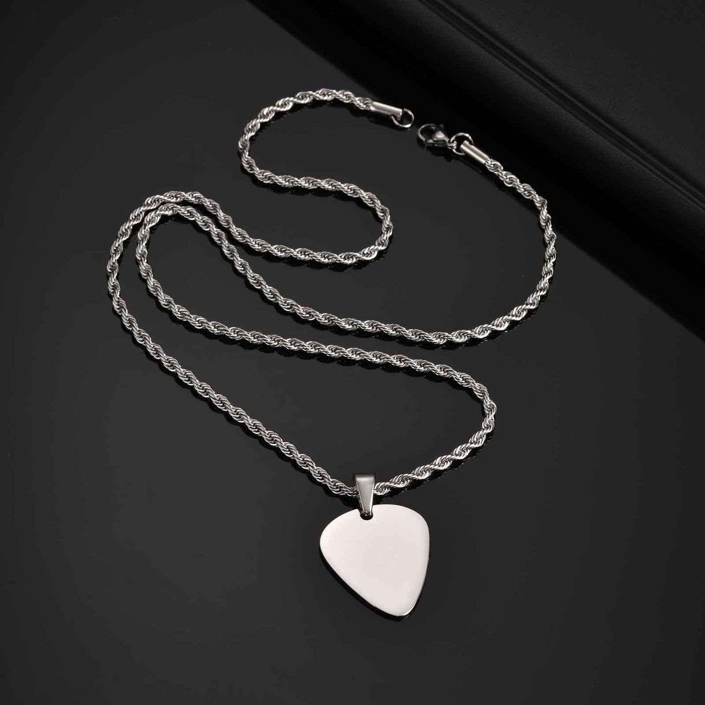 Kemstone Stainless Steel Guitar Pick Pendant Necklace – Men’s Jewelry Gold, Silver, Black PN-1843