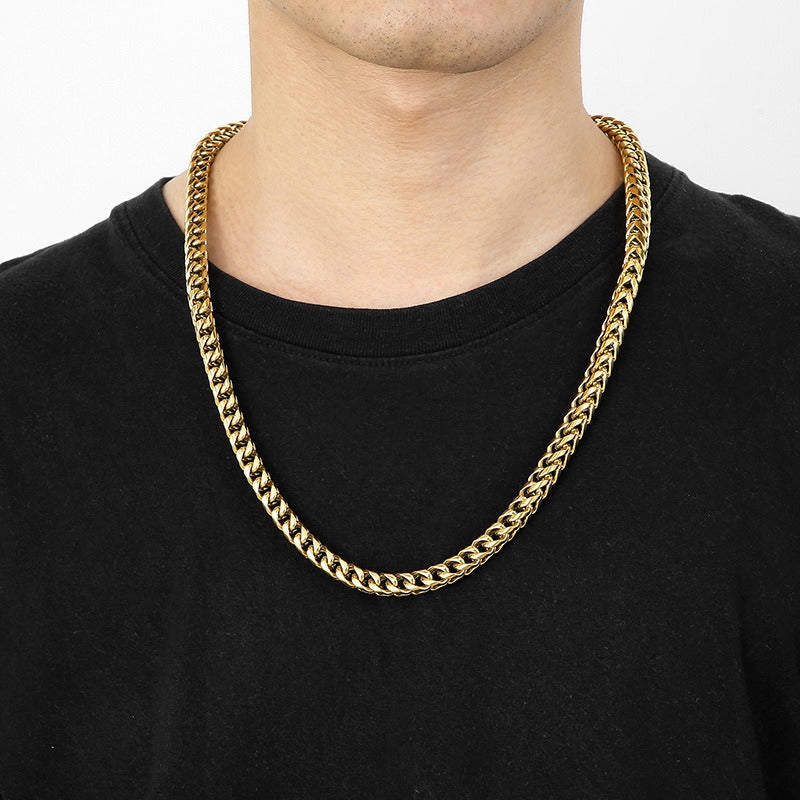 Kemstone Titanium Steel Textured Sphere Chain Necklace – Urban Edge Vacuum Plated Men's Jewelry KN236908