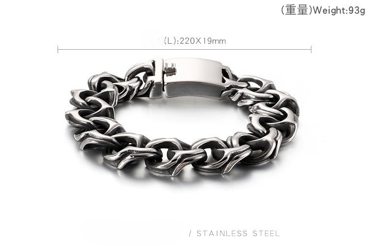 Kemstone Men’s Stainless Steel Viking Chain Bracelet – 16–20mm Gothic Street Warrior KB82293-BD