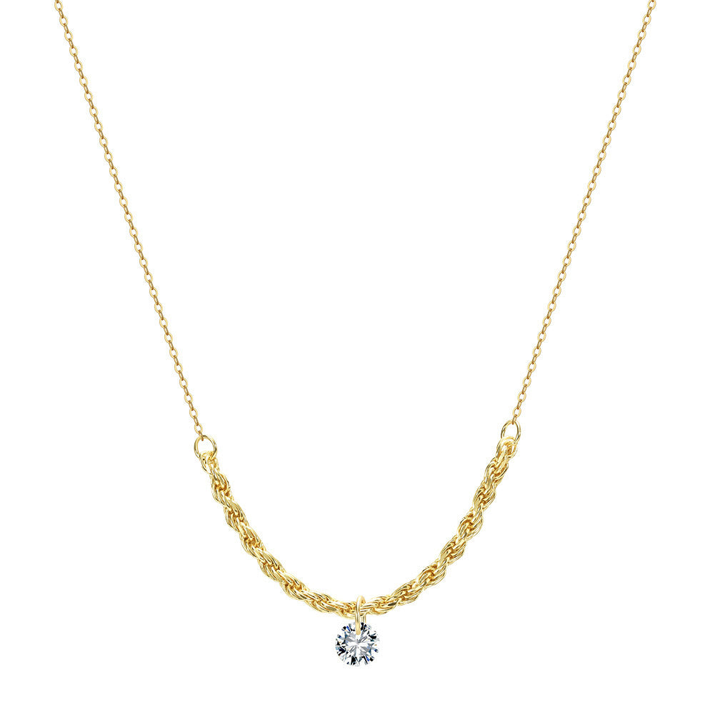 925 Sterling Silver Rope Chain Necklace with CZ Pendant – Gold & Silver Handmade Choker | Kemstone A4-BQN26