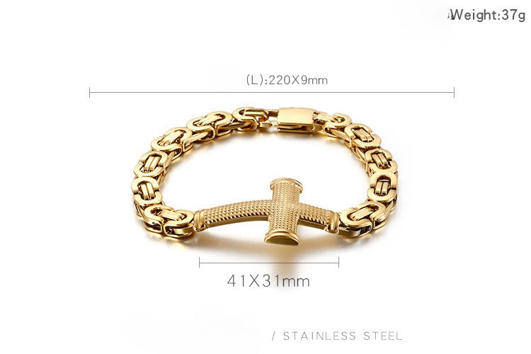 Kemstone Cross Loop Chain Bracelet - Titanium Steel Men's Jewelry Accessory with Edgy Industrial Design KB124342