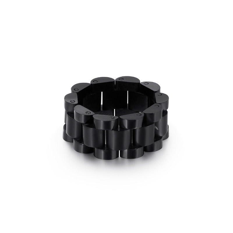 Kemstone Watch Chain Ring – Stainless Steel Hip-Hop Minimalist Jewelry for Men & Women KR86690