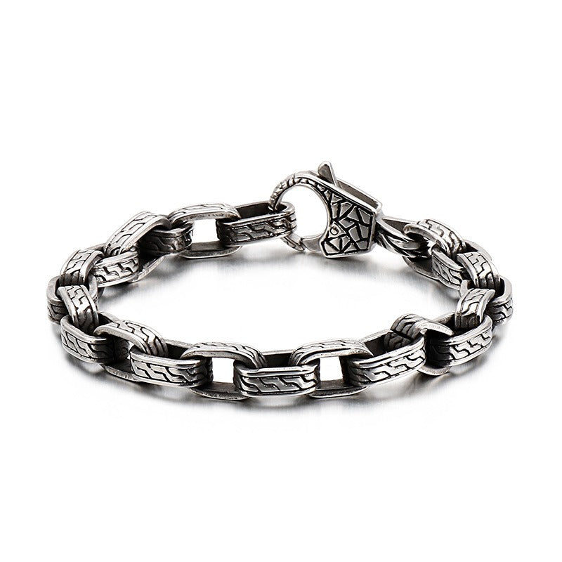 Kemstone Skull Chain Bracelet – Stainless & Titanium Steel Biker Jewelry for Men | Gothic Punk Street Style KB120968-BDJX