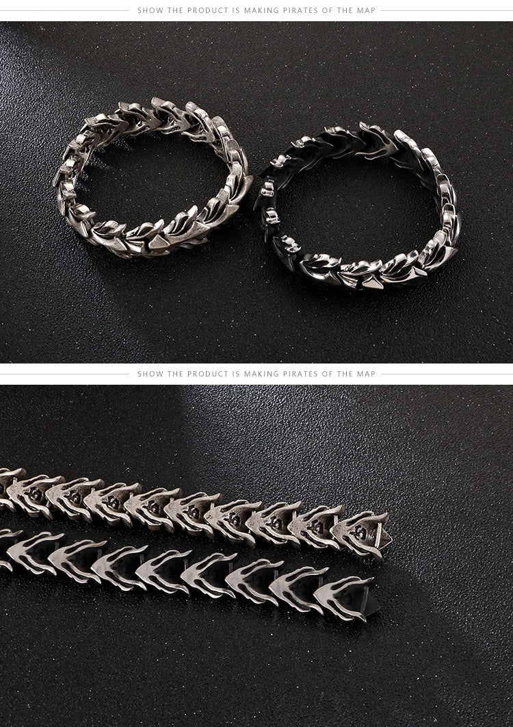 Kemstone Men's Titanium Steel Dragon Bone Chain - Urban Edge Bracelet for Everyday Boldness KB118446