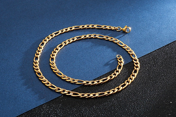 Kemstone NK Link Titanium Steel Chain – Matte & Polished Hip-Hop Necklace for Men KN93442-Z