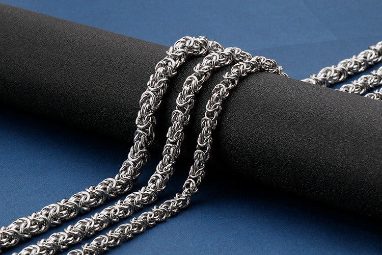 Kemstone Viking Dragonbone Chain Necklace for Men – Stainless Steel Biker Jewelry, 6-8mm KN93419-Z