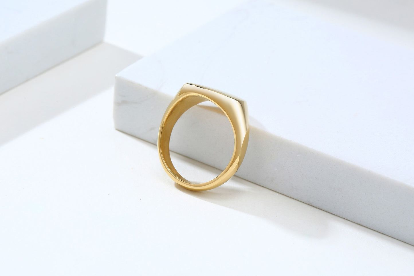 Anillo de acero inoxidable Kemstone con banda ancha - Joyería geométrica minimalista para parejas RC-448