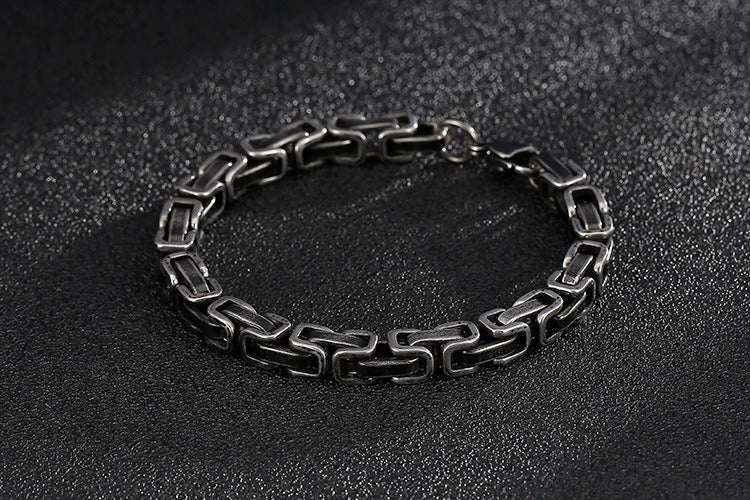 Kemstone Viking Emperor Chain Bracelet – Vintage Stainless Steel Armor-Link Design for Men KB130684-Z