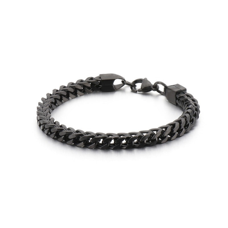 Kemstone Men’s Curb Chain Bracelet – Reversible Stainless Steel Streetwear in Gold, Silver, Black | KB129855-Z